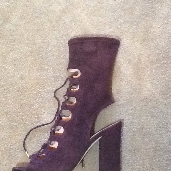 Sigerson Morrison REAL suede peep tie up booties NWT UNWORN SIZE 9 - Picture 4 of 8